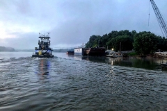 A barge on drydock at C&B’s Hebron, KY facility